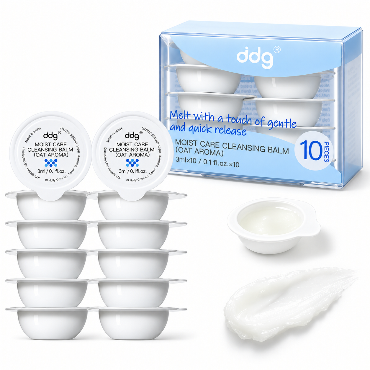 ddg travel-size cleansing balm pods, set of 10