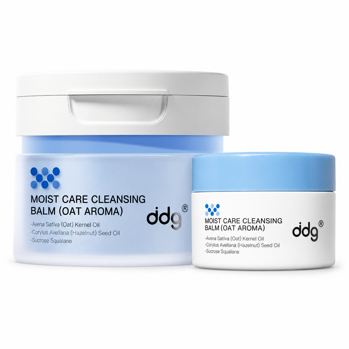 ddg Formula 2.0 cleansing balm set containing one 100 mL jar and one 50 mL jar on a white background