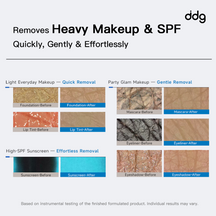 ddg cleansing balm makeup and sunscreen removal before-and-after comparison